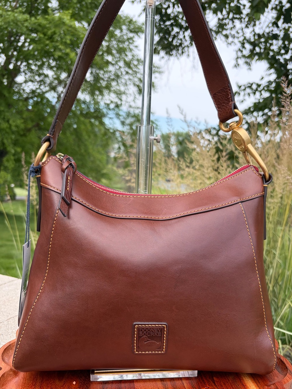 Dooney & Bourke Cassidy Hobo Large Chestnut Brown Florentine Leather NWT - Picture 5 of 17